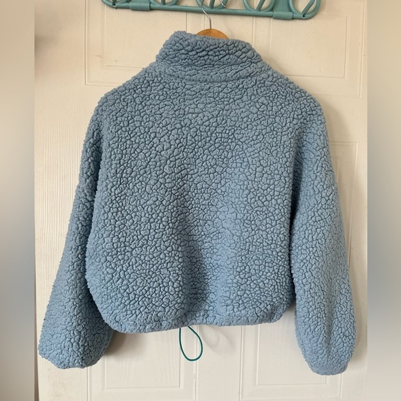 UO Willow Fuzzy Blue Drawstring Teddy Jacket - Picture 4 of 16